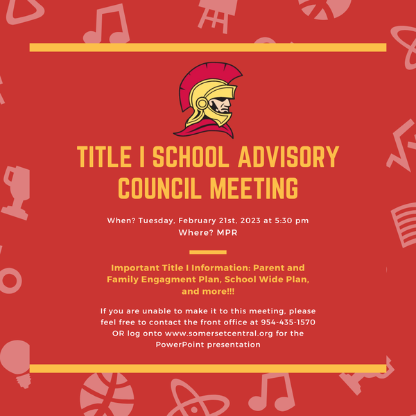 Title I School Advisory Council Meeting