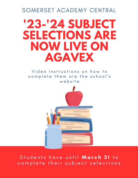 23-24 Subject Selections Are Now Live On Agavex