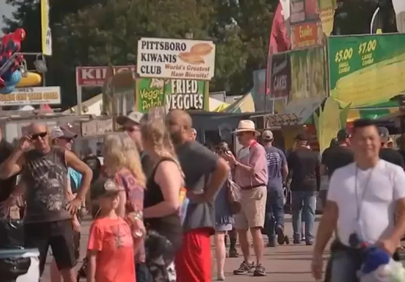 A fair food stand serving fries at the North Carolina State Fair in Raleigh
