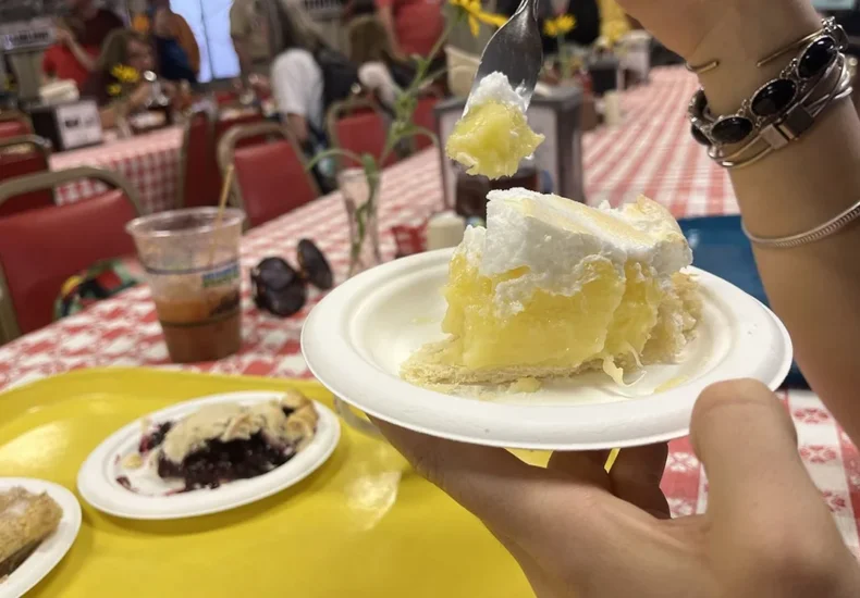 Fairgoers sample new foods including pie, corndogs, and turkey legs at the Minnesota State Fair